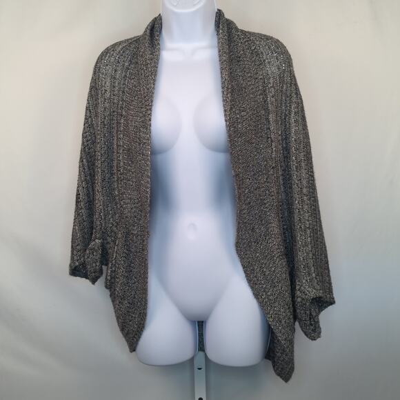 212 Sweater Womens 1X Gray Batwing Cocoon Cardigan Lagenlook Fall Knit Slouchy - Picture 4 of 9